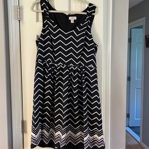 Selling LOFT dress, size 14. Black and white with chevron detail.